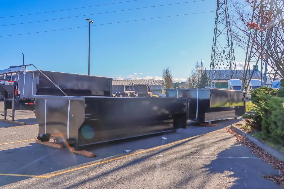 Roll-off dumpster ready for waste disposal at job site for 3 Yard Dumpster Rental in Gloucester City